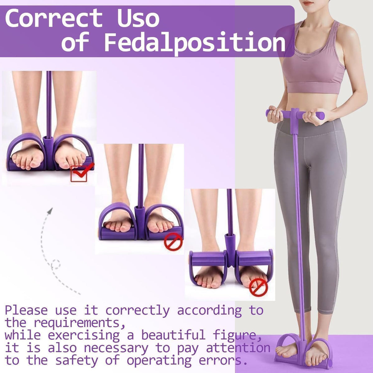 Multifunction Pedal Resistance Band Trainer 8 Tube Full Body Fitness Exercise Equipment