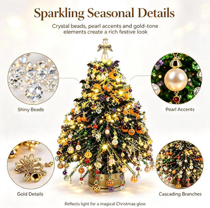 ⏰Last day 49% OFF🔥DIY Beaded Christmas Tree Kit, Hand‑Made Mini Crystal Bead Xmas Tree Craft Set 🎄