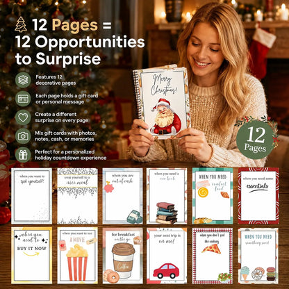 🔥🎁49% OFF!!!-Ready for Christmas!🎅Christmas Gift Card Booklet -👍DIY Spiral-Bound Christmas Gift Card Holder Book