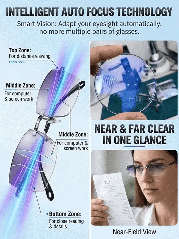 🔥Last Day 50% OFF -[Regain Your Youthful Vision] Smart Zoom Diamond-Cut Reading Glasses