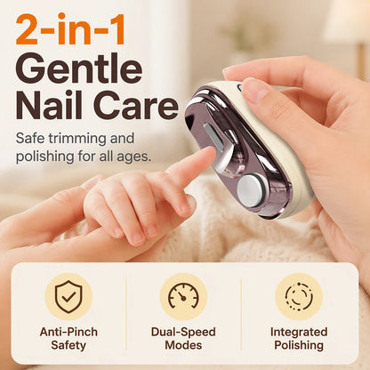 🔥Last Day 50% OFF -✂️ 2-in-1 Smart Electric Nail Clipper & Polisher – Anti-Pinch Safety & LED Light 💅