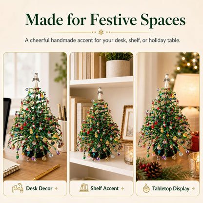 ⏰Last day 49% OFF🔥DIY Beaded Christmas Tree Kit, Hand‑Made Mini Crystal Bead Xmas Tree Craft Set 🎄