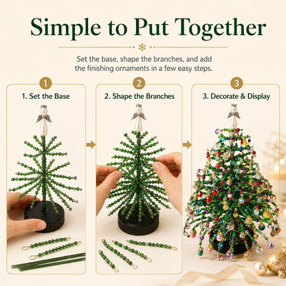 ⏰Last day 49% OFF🔥DIY Beaded Christmas Tree Kit, Hand‑Made Mini Crystal Bead Xmas Tree Craft Set 🎄