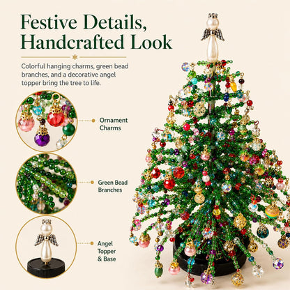 ⏰Last day 49% OFF🔥DIY Beaded Christmas Tree Kit, Hand‑Made Mini Crystal Bead Xmas Tree Craft Set 🎄