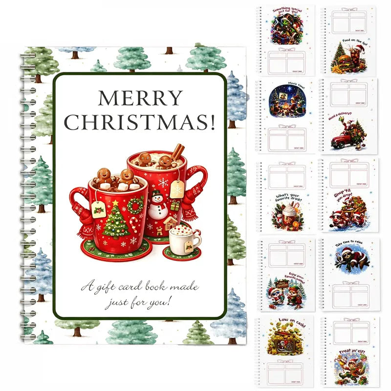 🔥🎁49% OFF!!!-Ready for Christmas!🎅Christmas Gift Card Booklet -👍DIY Spiral-Bound Christmas Gift Card Holder Book