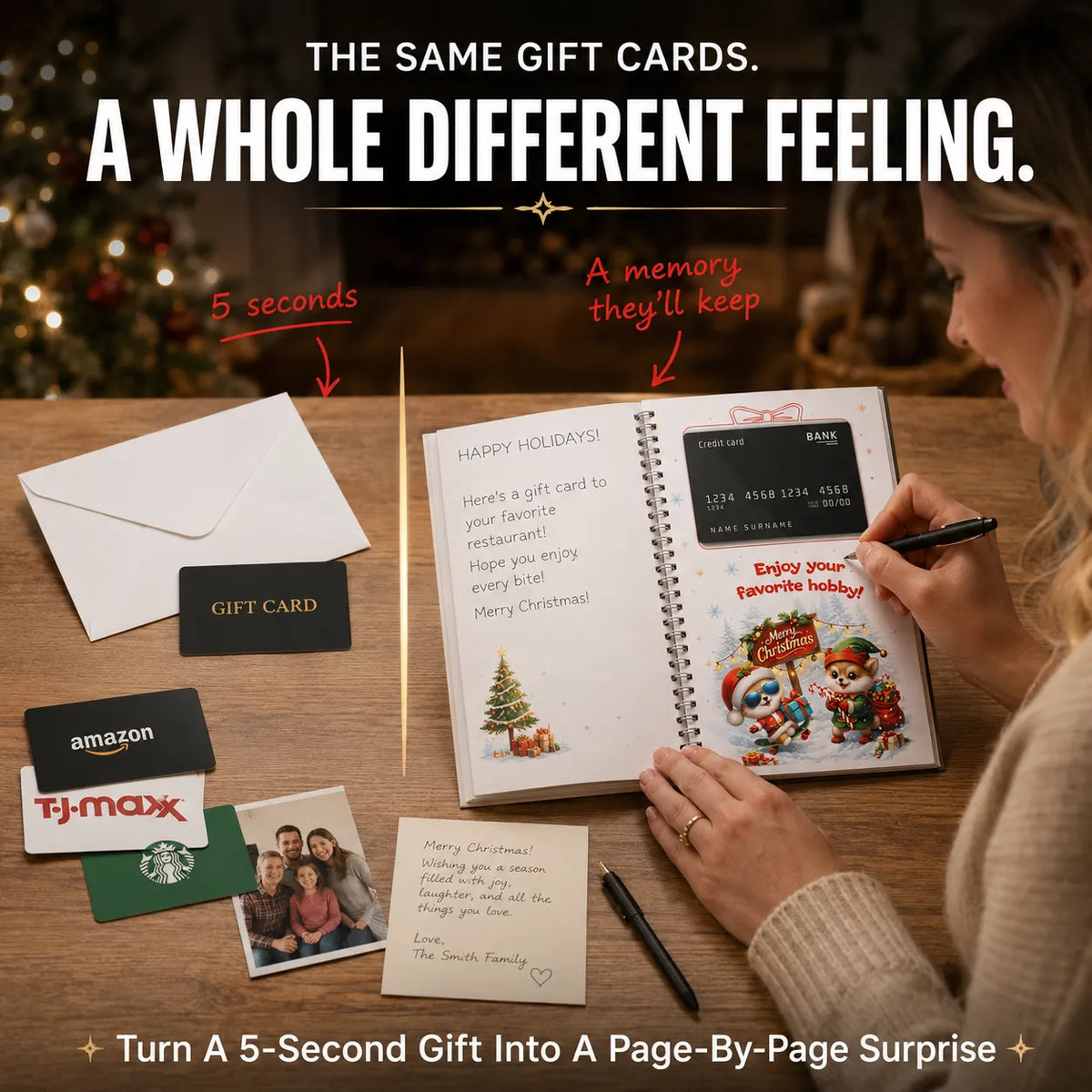 🔥🎁49% OFF!!!-Ready for Christmas!🎅Christmas Gift Card Booklet -👍DIY Spiral-Bound Christmas Gift Card Holder Book