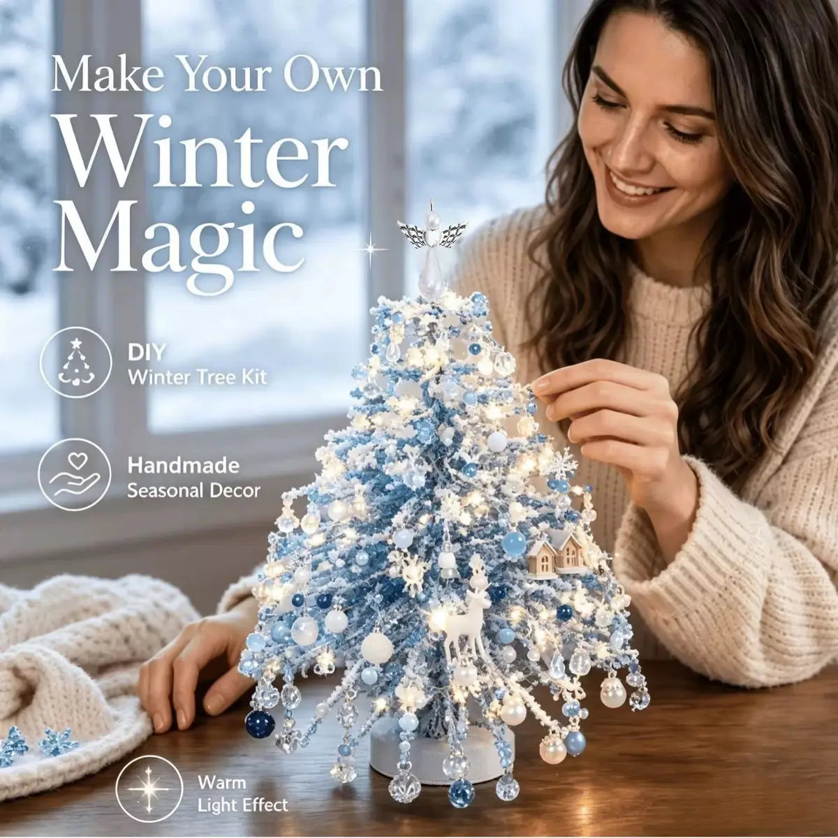 ⏰Last day 49% OFF🔥DIY Beaded Christmas Tree Kit, Hand‑Made Mini Crystal Bead Xmas Tree Craft Set 🎄