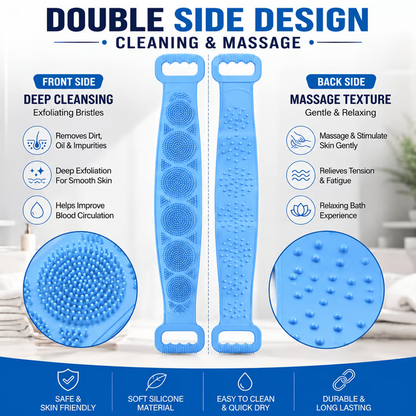 🔥Limited Time 49% OFF🚿 Dual Handle Silicone Back Scrub Strap | Deep Exfoliating Shower Brush