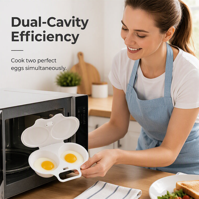 🥚✨ BUY 2 GET 1 FREE! Dual-Cavity Microwave Egg Poacher | Quick & Healthy Breakfast in Minutes 🍳