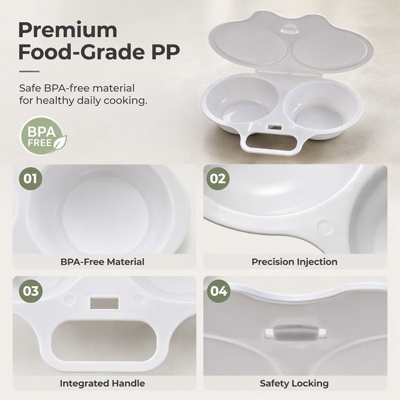 🥚✨ BUY 2 GET 1 FREE! Dual-Cavity Microwave Egg Poacher | Quick & Healthy Breakfast in Minutes 🍳