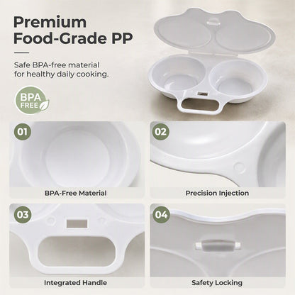 🥚✨ BUY 2 GET 1 FREE! Dual-Cavity Microwave Egg Poacher | Quick & Healthy Breakfast in Minutes 🍳