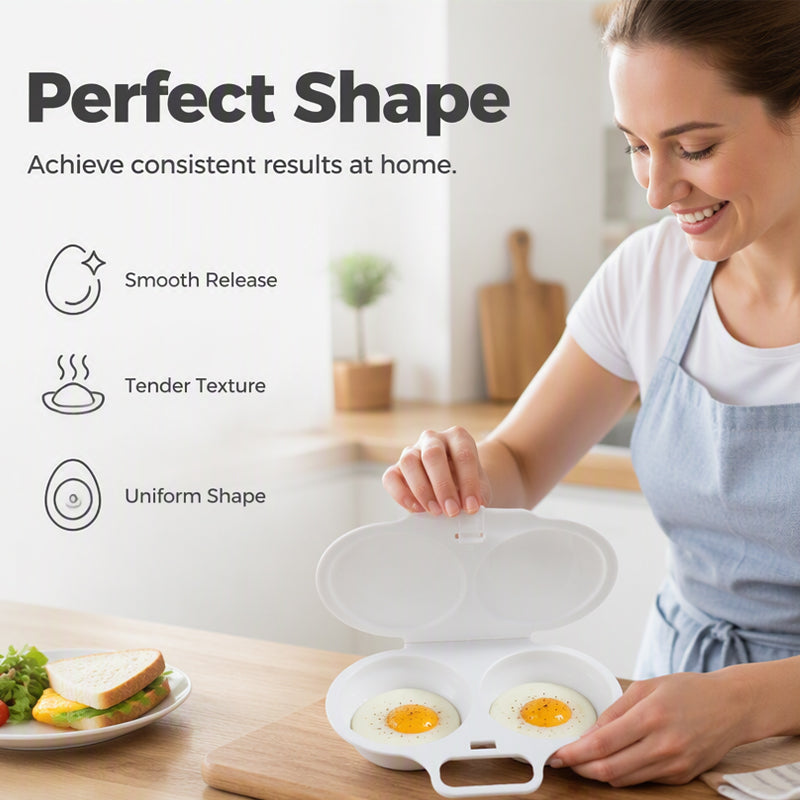 🥚✨ BUY 2 GET 1 FREE! Dual-Cavity Microwave Egg Poacher | Quick & Healthy Breakfast in Minutes 🍳