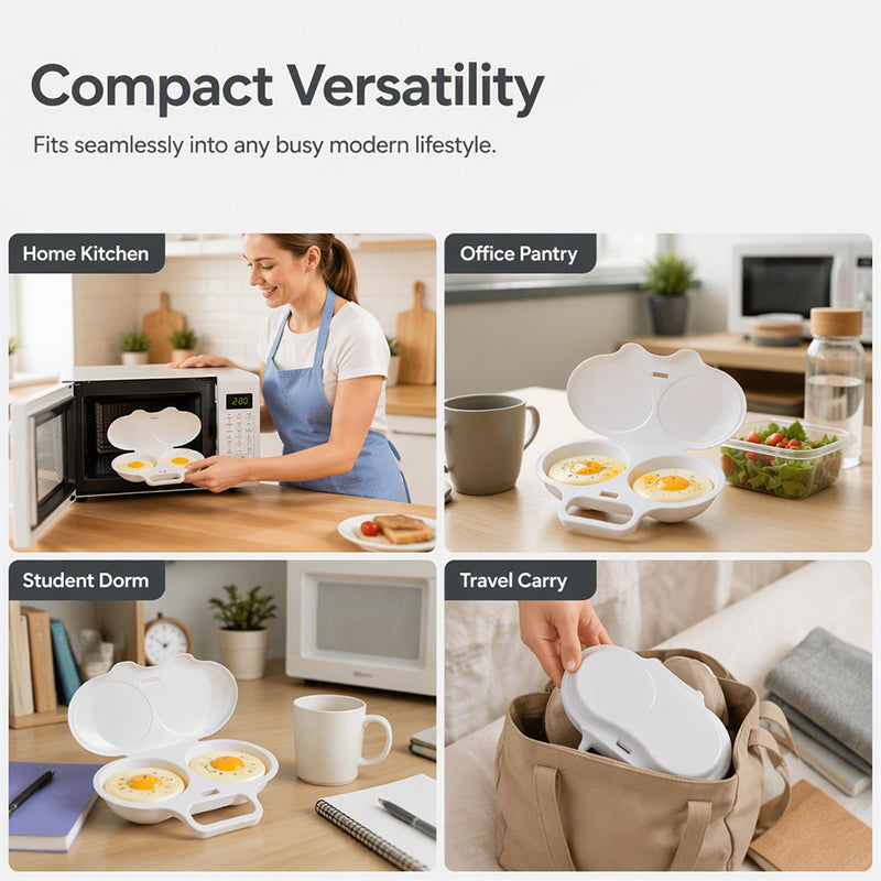 🥚✨ BUY 2 GET 1 FREE! Dual-Cavity Microwave Egg Poacher | Quick & Healthy Breakfast in Minutes 🍳